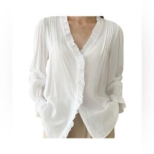 NEW White Flounce Long Sleeve XS/S
